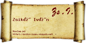 Zsikó Iván névjegykártya